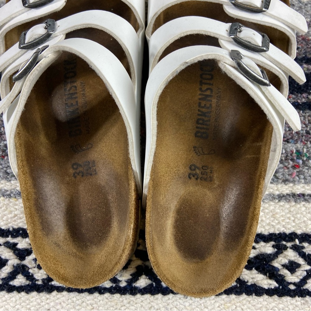 Birkenstock Womens White Florida Birko-Flor Sandals Buckles Size 39/8 Leather - Picture 6 of 12